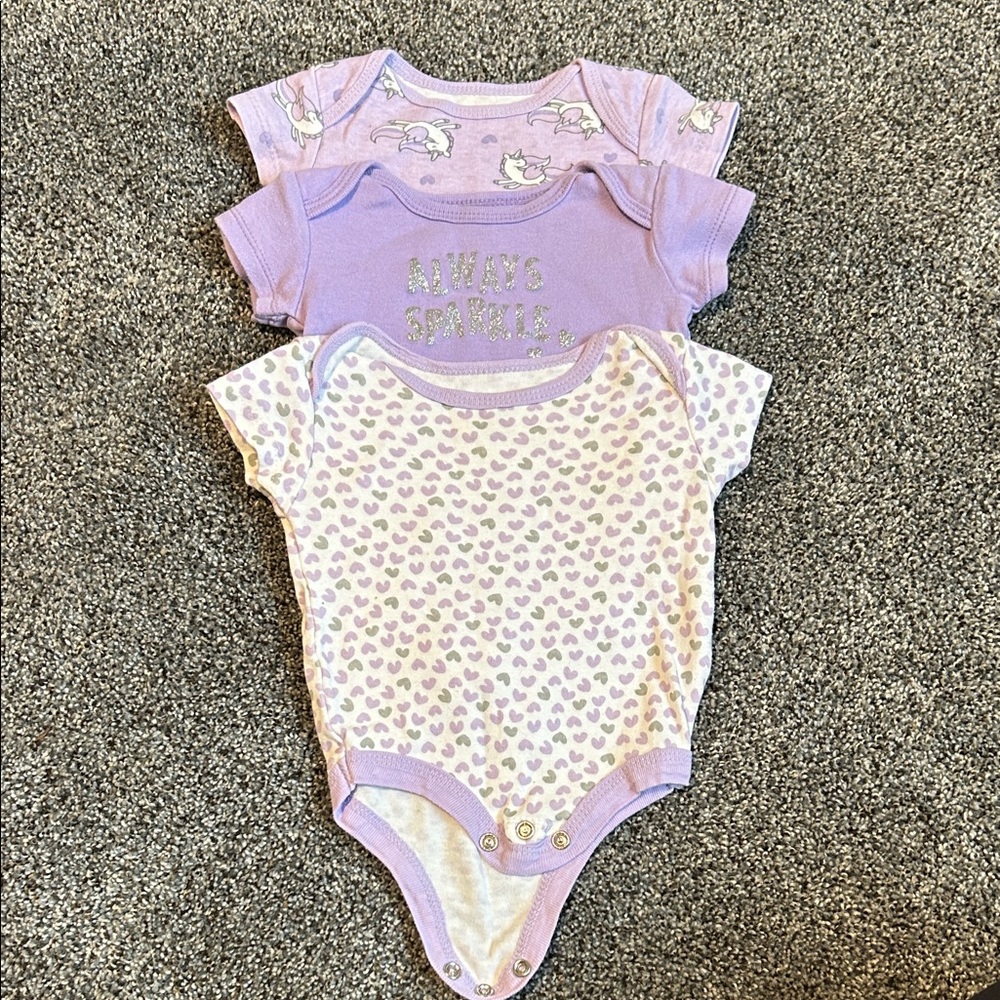 Charming Lilac Baby Bodysuit Trio